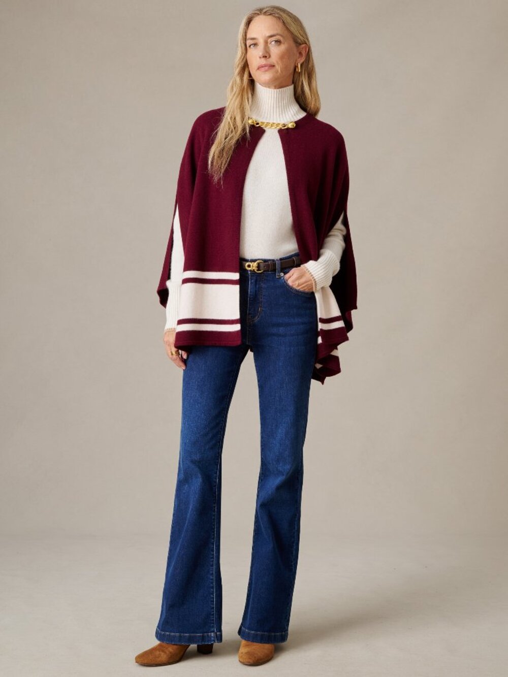 J McLaughlin Julie Cape - Cabernet/Antique White NEW